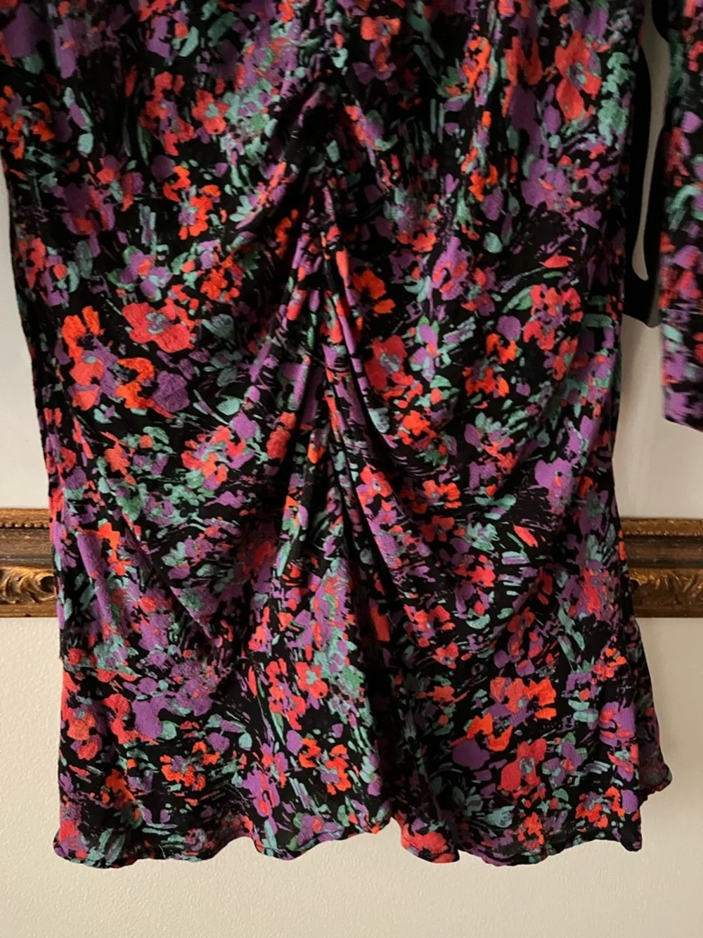 Zara Floral Ruched Mini with Ruffle Hem - Picture 7 of 9